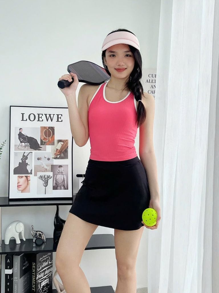 Áo ba lỗ gân viền trắng nữ cao cấp C5 Olona Sports vải thun gân co dãn 4 chiều có sẵn mút nâng v1