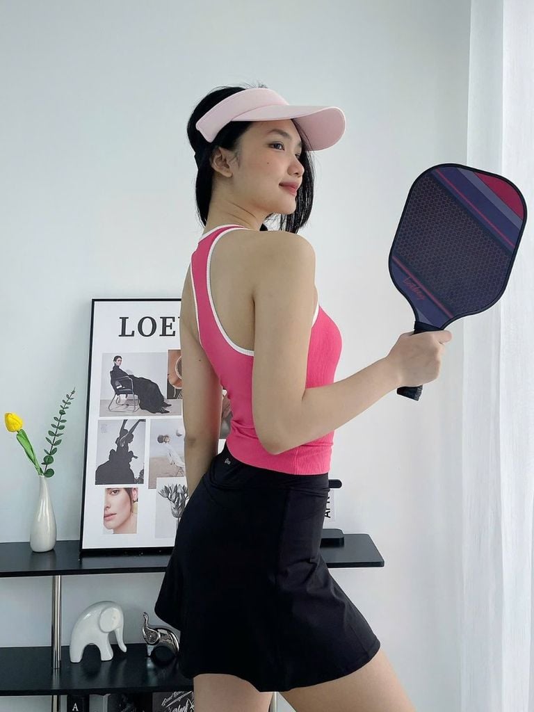 Áo ba lỗ gân viền trắng nữ cao cấp C5 Olona Sports vải thun gân co dãn 4 chiều có sẵn mút nâng v1