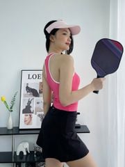 Áo ba lỗ gân viền trắng nữ cao cấp C5 Olona Sports vải thun gân co dãn 4 chiều có sẵn mút nâng v1