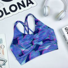 Áo bra thể thao nữ tập Yoga, Gym thiết kế họa tiết dây đan nhún
