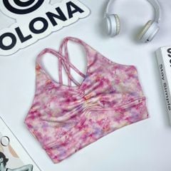 Áo bra thể thao nữ tập Yoga, Gym thiết kế họa tiết dây đan nhún