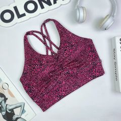 Áo bra thể thao nữ tập Yoga, Gym thiết kế họa tiết dây đan nhún
