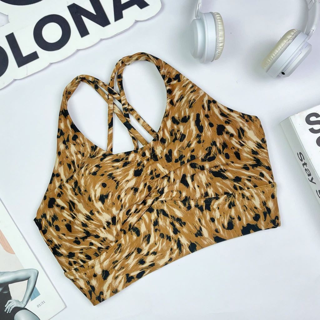 Áo bra thể thao nữ tập Yoga, Gym thiết kế họa tiết dây đan nhún