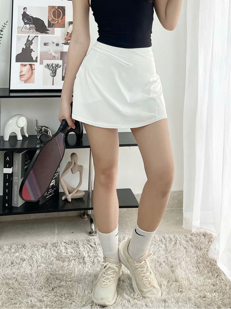 Chân váy pickleball, tennis nữ thể thao V10 Olona Sports 2 lớp có sẵn bảo hộ co giãn mềm mịn dày dặn tập Pickleball
