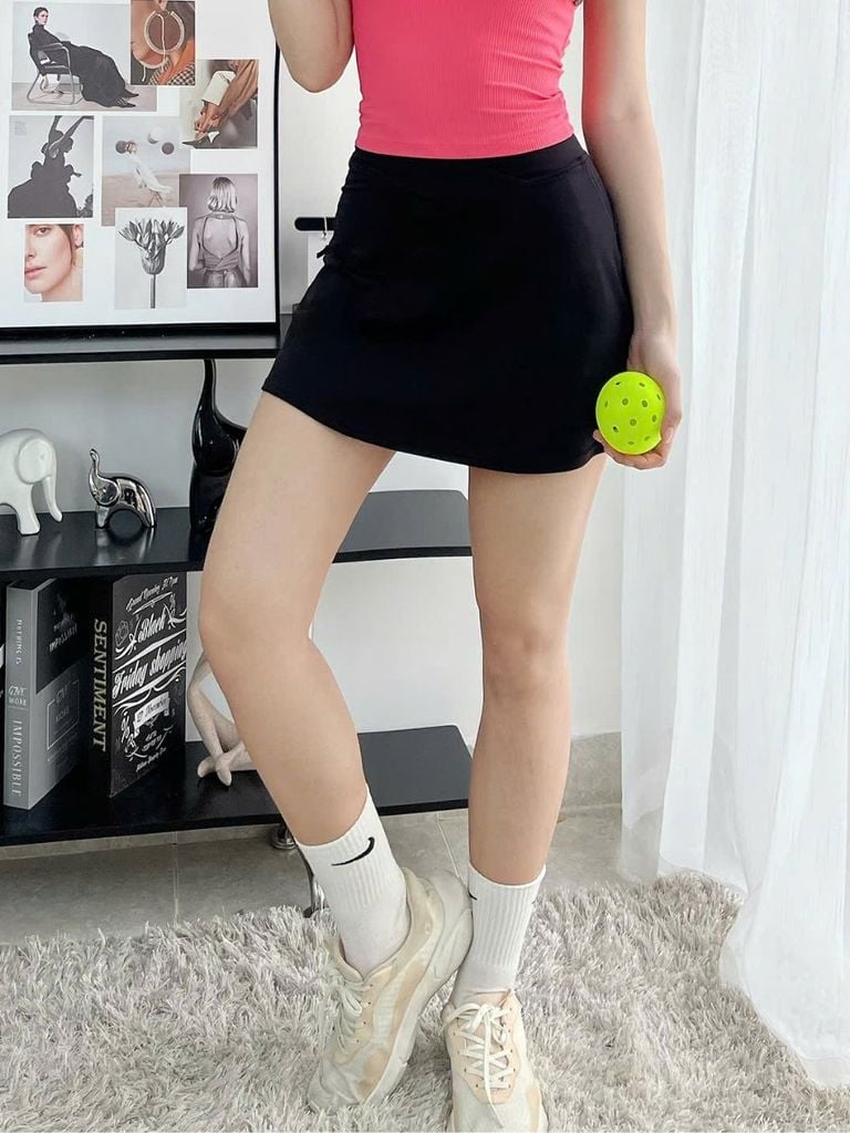 Chân váy pickleball, tennis nữ thể thao V10 Olona Sports 2 lớp có sẵn bảo hộ co giãn mềm mịn dày dặn tập Pickleball