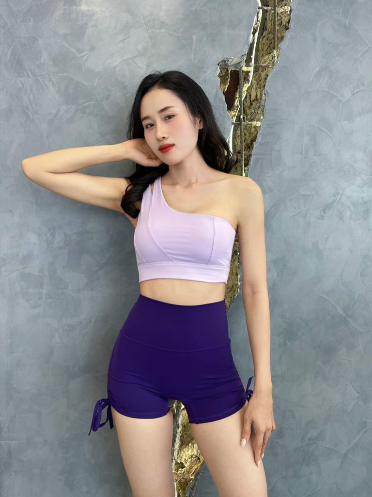 Quần đùi thể thao ngắn nữ tập Yoga, Gym thiết kế đùi rút hông không có túi chất vải cao cấp thoáng khí Olona Sports S10