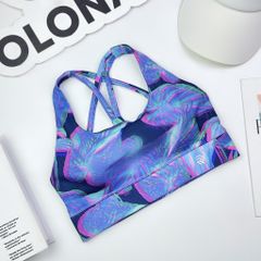 Áo bra thể thao nữ tập Yoga, Gym thiết kế họa tiết dây đan nhún ngực có đệm mút rời chất vải cao cấp Olona Sports R4