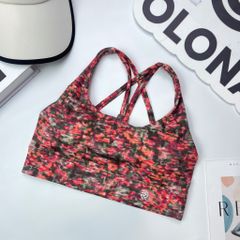 Áo bra thể thao nữ tập Yoga, Gym thiết kế họa tiết dây đan nhún ngực có đệm mút rời chất vải cao cấp Olona Sports R4