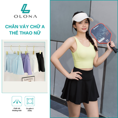 Chân váy form chữ A thể thao pickleball, tennis nữ V20 Olona Sports 2 lớp có bảo hộ co giãn mềm mịn dày dặn