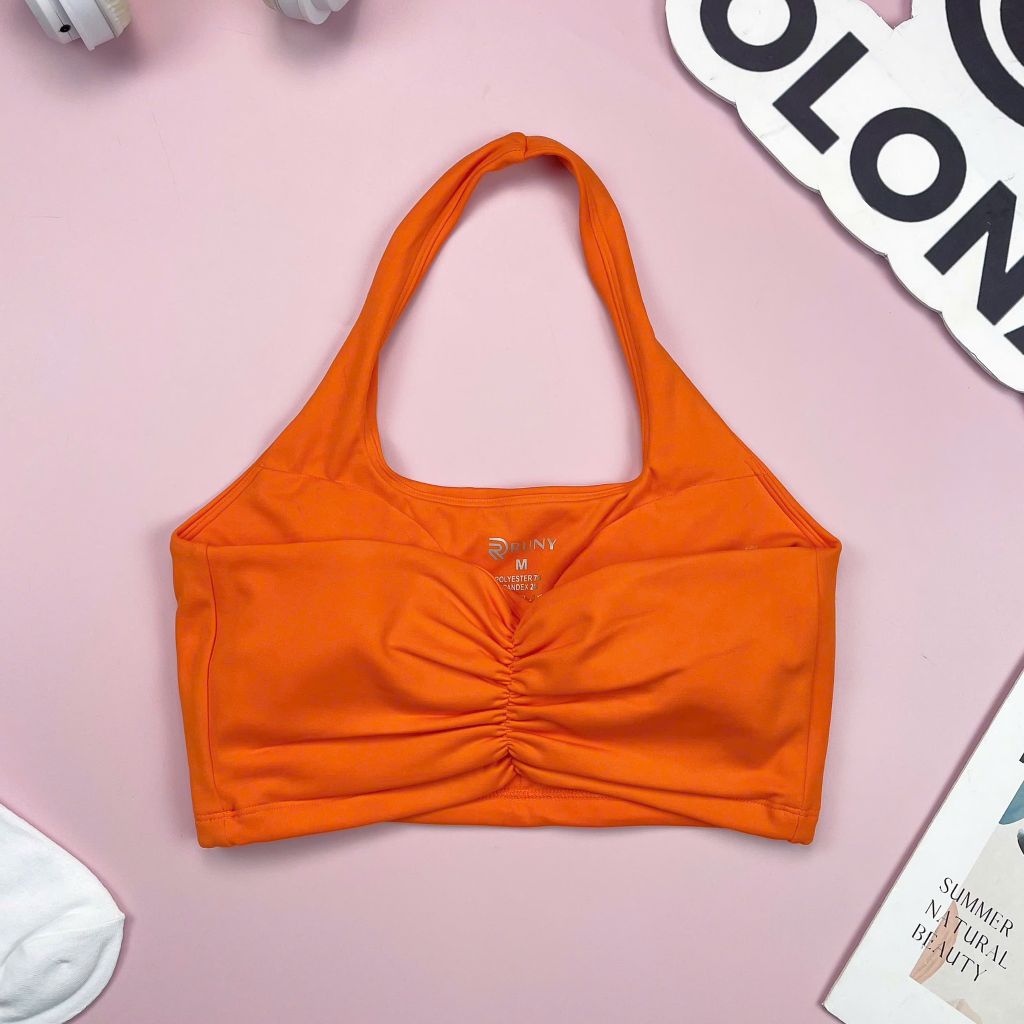 Áo bra thể thao nữ tập Yoga, Gym thiết kế cổ yếm nhún lưng có đệm mút đúc nâng ngực chất vải cao cấp Olona Sports R7