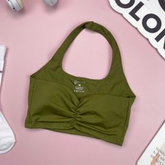 Áo bra thể thao nữ tập Yoga, Gym thiết kế cổ yếm nhún lưng có đệm mút đúc nâng ngực chất vải cao cấp Olona Sports R7