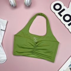 Áo bra thể thao nữ tập Yoga, Gym thiết kế cổ yếm nhún lưng có đệm mút đúc nâng ngực chất vải cao cấp Olona Sports R7