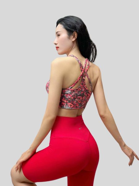 Áo bra thể thao nữ tập Yoga, Gym thiết kế họa tiết dây đan nhún ngực có đệm mút rời chất vải cao cấp Olona Sports R4