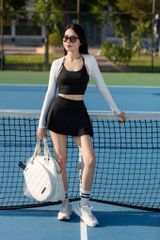 Áo khoác ngoài gân croptop thể thao nữ C10