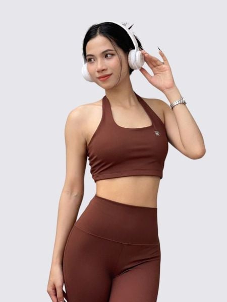 Áo bra thể thao nữ tập Yoga, Gym thiết kế cổ yếm nhún lưng có đệm mút đúc nâng ngực chất vải cao cấp Olona Sports R7