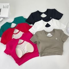 Áo croptop thể thao nữ tập Yoga, Gym thiết kế cạp chéo bung khóe lưng chất vải cao cấp thoáng mát Olona Sports RC10
