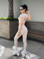 Set đồ quần áo thể thao nữ tập Yoga, Gym chéo khoét lưng chữ 0