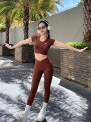 Set đồ quần áo thể thao nữ tập Yoga, Gym chéo khoét lưng chữ 0 Olona Sports RS12