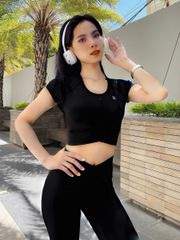 Set đồ quần áo thể thao nữ tập Yoga, Gym chéo khoét lưng chữ 0 Olona Sports RS12