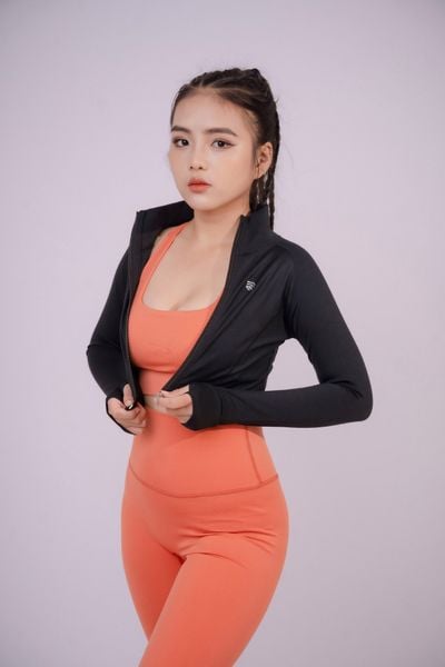 Áo khoác Tập Gym Yoga Nữ croptop khoá kéo Runy RK6