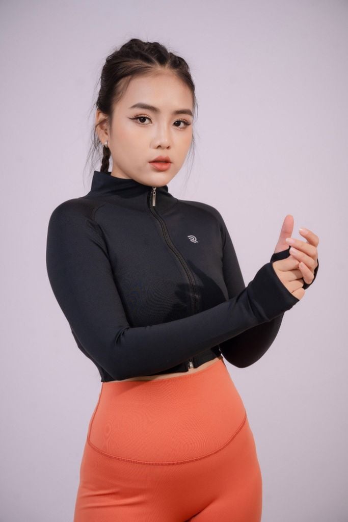 Áo khoác Tập Gym Yoga Nữ croptop khoá kéo Runy RK6
