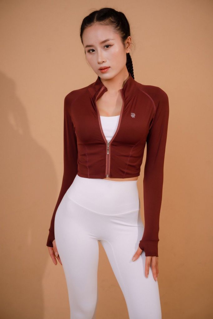 Áo khoác Tập Gym Yoga Nữ croptop khoá kéo Runy RK6