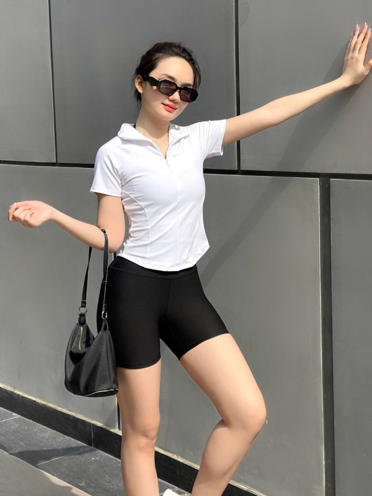 Áo polo khóa kéo thể thao tập gym pickleball nữ slimfit ngắn tay chất liệu co giãn thấm hút mồ hôi C7 Olona Sports