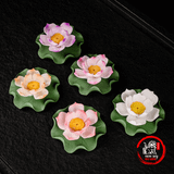  Đế Cắm Nhang Hình Bông Hoa Sen Kèm Lá Sen Gốm Sứ - Hoa Sen Sứ Thả Bể Nước Minh Đường 