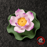  Đế Cắm Nhang Hình Bông Hoa Sen Kèm Lá Sen Gốm Sứ - Hoa Sen Sứ Thả Bể Nước Minh Đường 