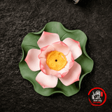  Đế Cắm Nhang Hình Bông Hoa Sen Kèm Lá Sen Gốm Sứ - Hoa Sen Sứ Thả Bể Nước Minh Đường 