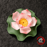  Đế Cắm Nhang Hình Bông Hoa Sen Kèm Lá Sen Gốm Sứ - Hoa Sen Sứ Thả Bể Nước Minh Đường 