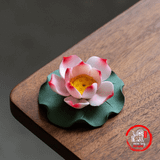  Đế Cắm Nhang Hình Bông Hoa Sen Kèm Lá Sen Gốm Sứ - Hoa Sen Sứ Thả Bể Nước Minh Đường 