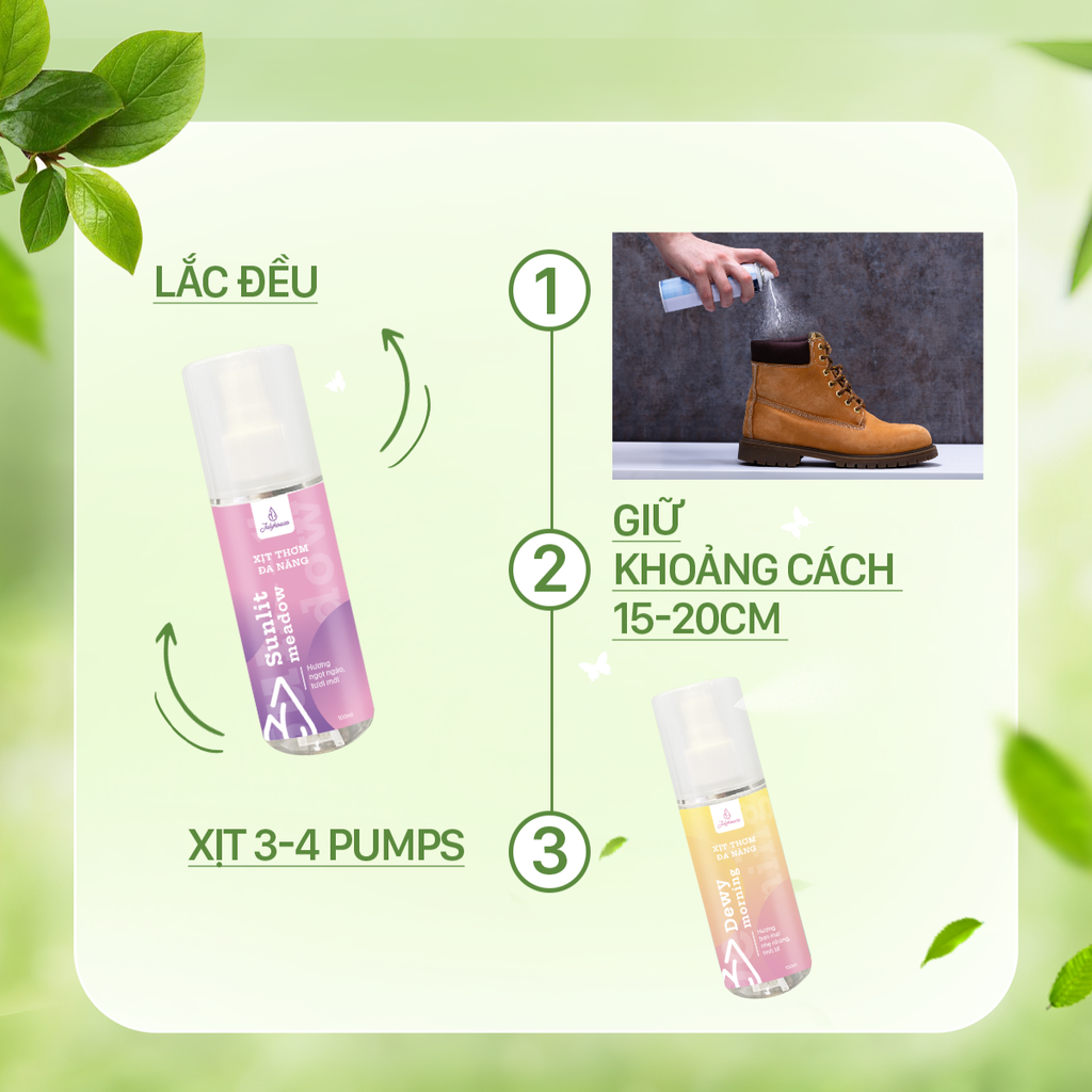 Xịt Thơm Đa Năng Hương Thơm Thanh Mát 100ml JULYHOUSE Khử Mùi Toilet, Giày, Phòng Ngủ, Phòng Bếp, Rèm Cửa Hiệu Quả