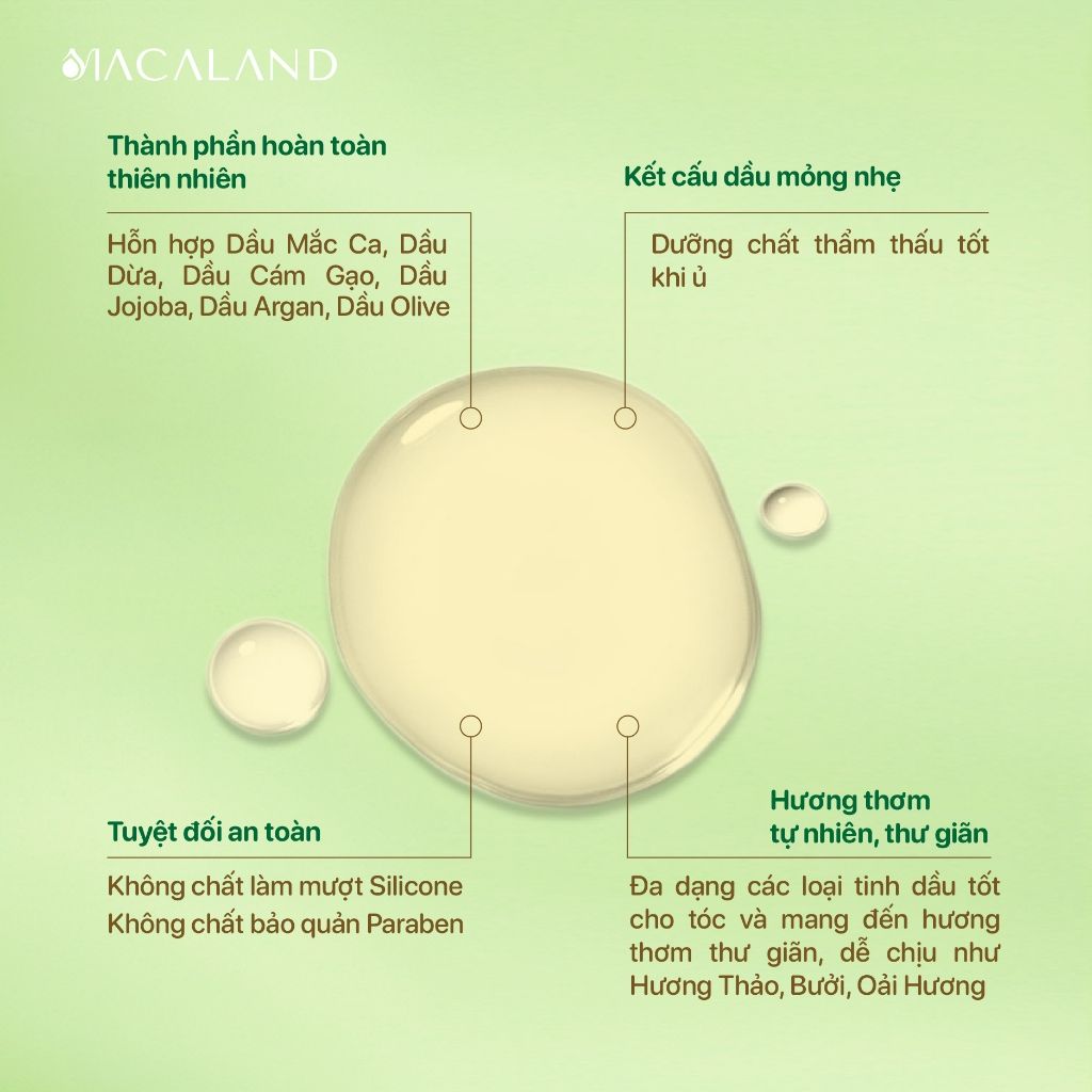 Dầu dưỡng tóc hạt Mắc Ca Macadamia Hair Serum 100ml MACALAND không chứa Silicone phục hồi hư tổn, giảm chẻ ngọn