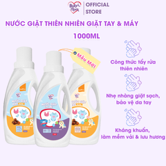 Nước Giặt Thiên Nhiên Cho Bé Sạch Khuẩn, Mềm Vải 1000ml BuB&MuM