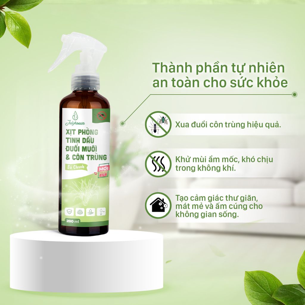 Bình Xịt Phòng Đuổi Muỗi Tinh Dầu Bạch Đàn Chanh 280ml JULYHOUSE