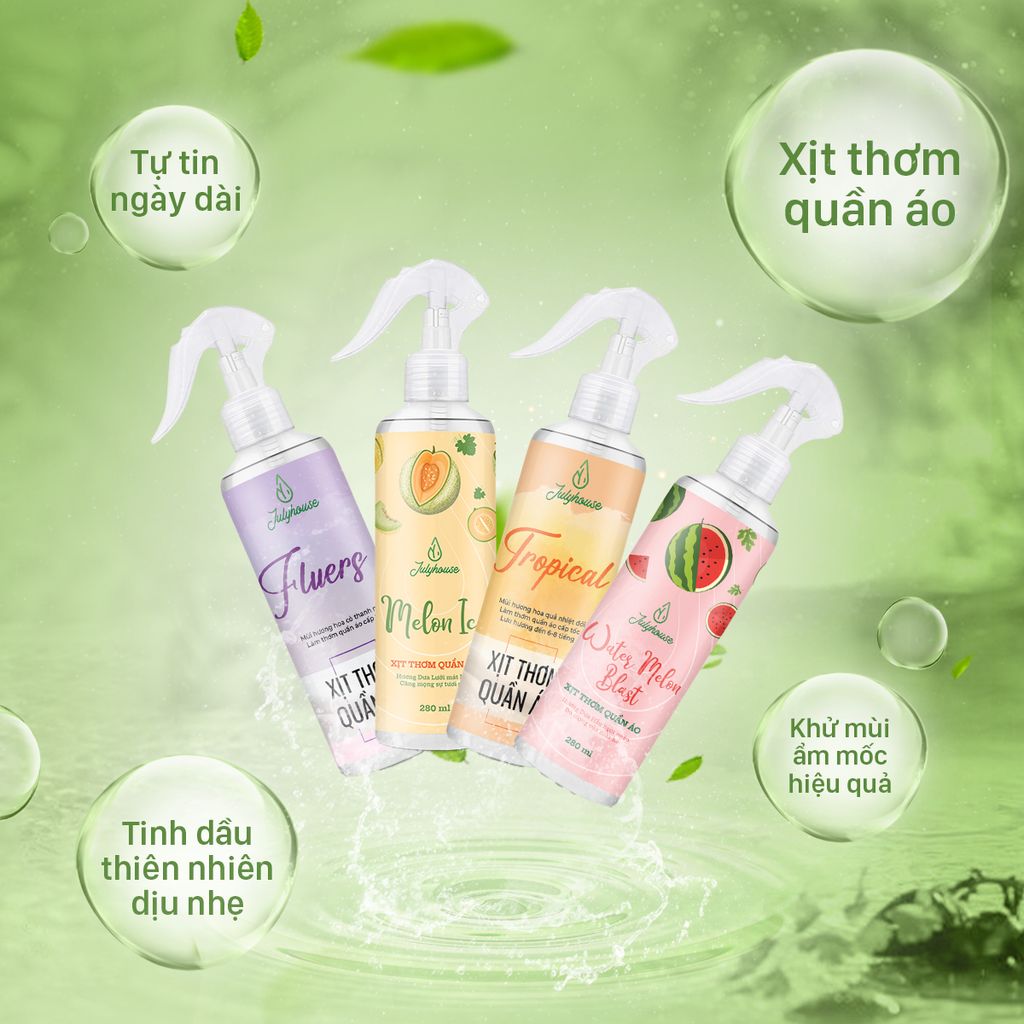 Xịt Thơm Quần Áo Khử Mùi Ẩm Mốc JULYHOUSE Dung Tích 20ml/280ml Hương Dainty