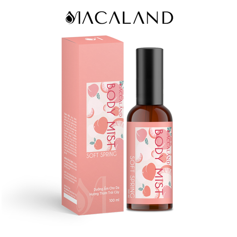 Body Mist Xịt Thơm Body Soft Spring MACALAND Cho Nữ Hương Đào Dưỡng Ẩm Cho Da