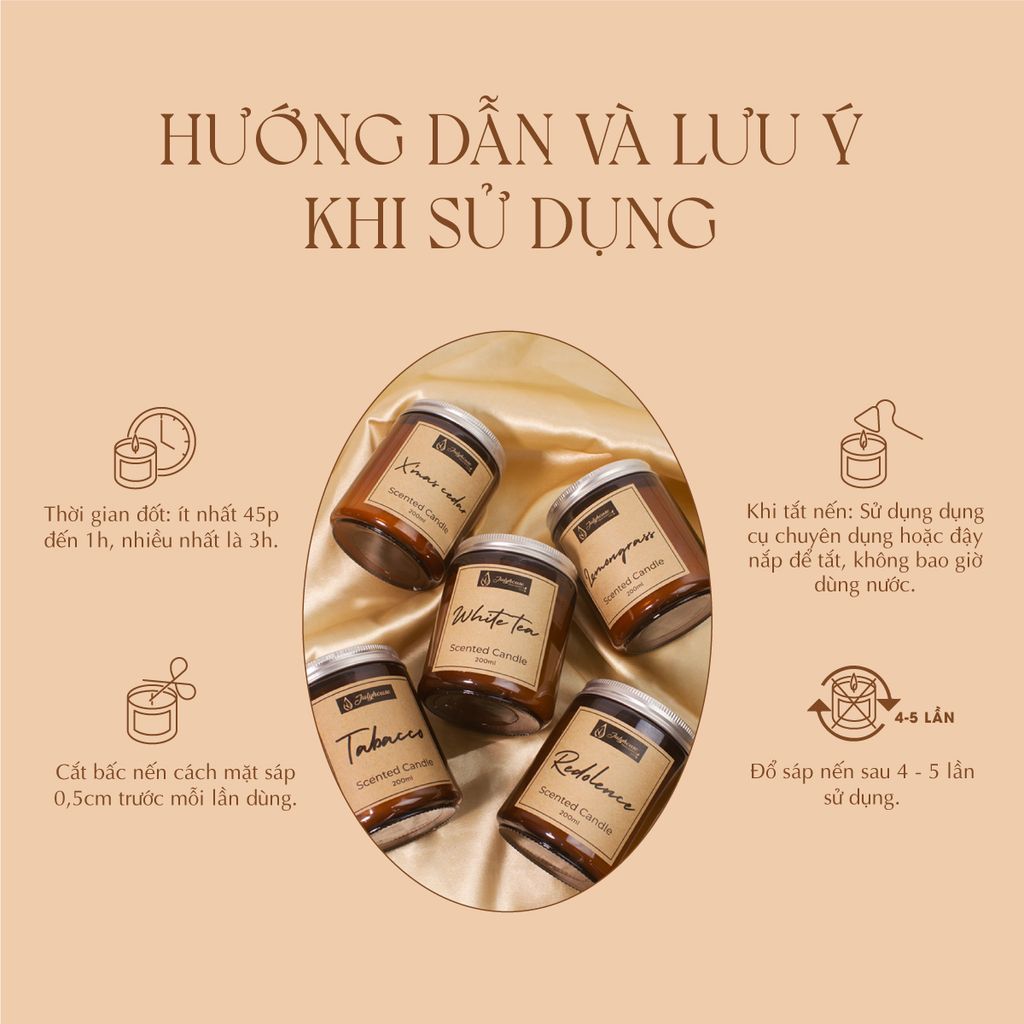 Nến Thơm Tinh Dầu White Tea JULYHOUSE 100ml/200ml An Toàn Không Khói, Hương Thơm Nhẹ Nhàng Ấm Áp