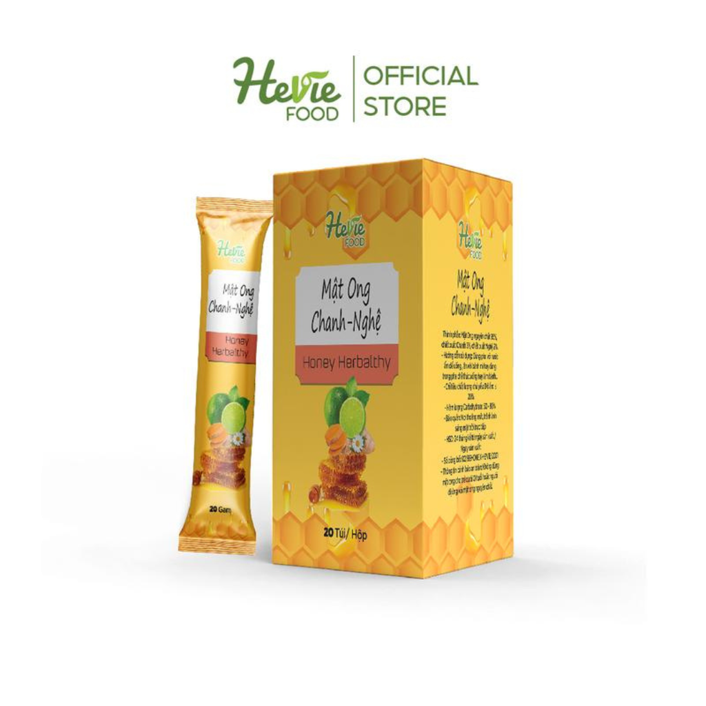 Mật Ong Chanh Nghệ HeVieFood Hỗ Trợ Các Vấn Đề Về Dạ Dày, Tiêu Hóa 20 Gr x 20 túi