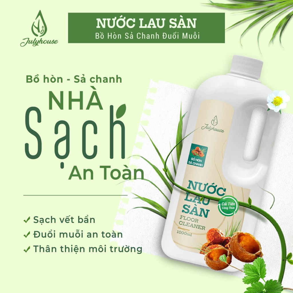 [Mới] Nước Lau Sàn Nhà Đuổi Muỗi Tinh Dầu Sả Chanh – Bồ Hòn Hữu Cơ An Toàn Cho Sức Khỏe Cả Gia Đình