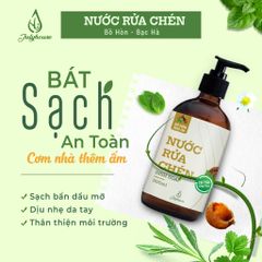 Nước rửa chén hữu cơ JULYHOUSE 500ml chiết xuất Bồ Hòn – Tinh dầu Bạc Hà khử mùi tanh