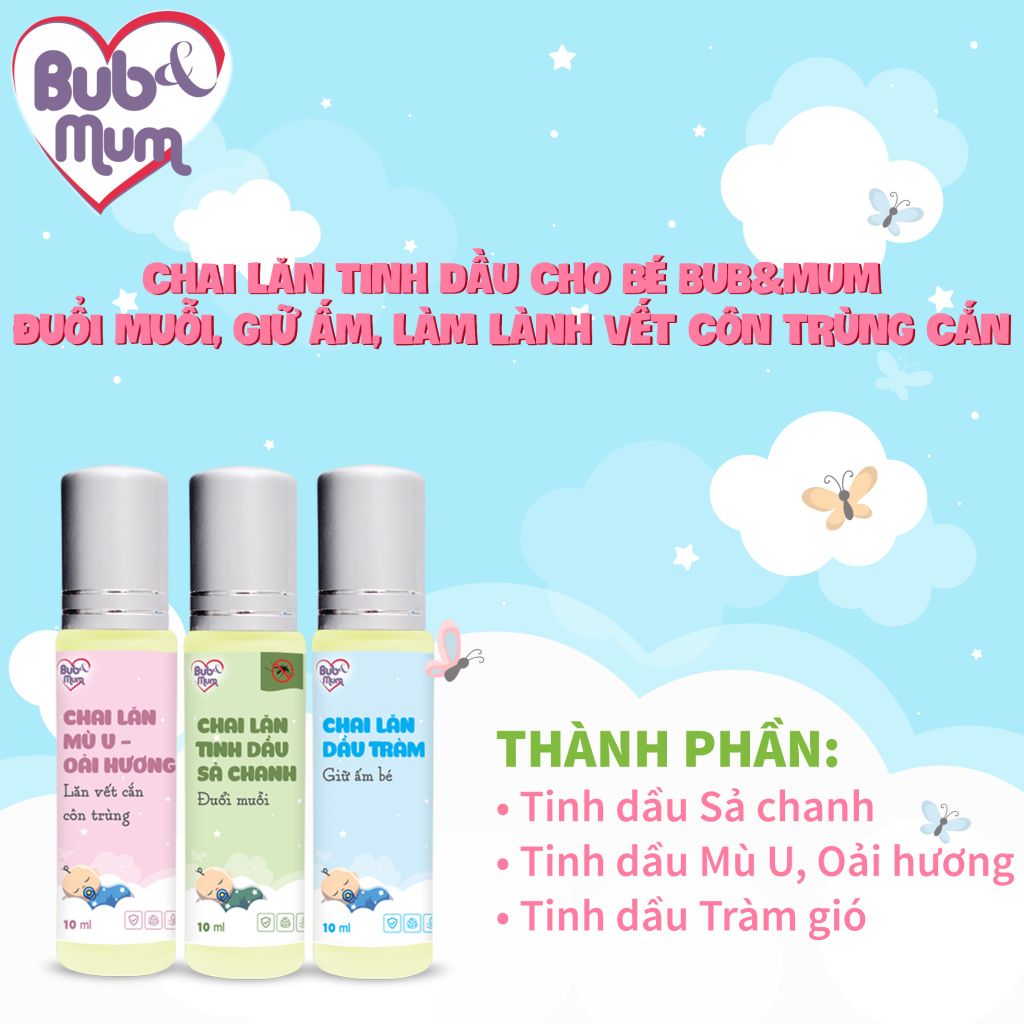 Chai Lăn Vết Côn Trùng Cắn Tinh Dầu Mù U Và Oải Hương 10ml BuB&MuM Dành Riêng Cho Bé