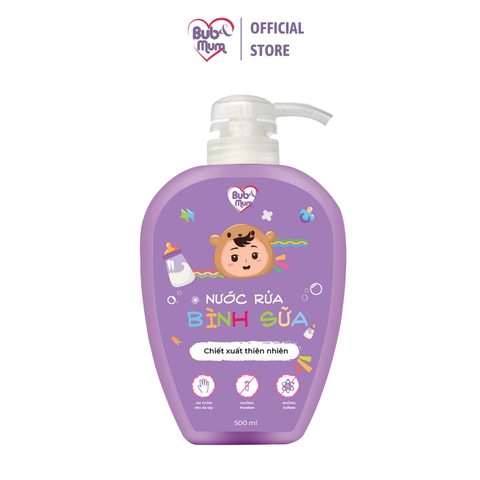 (Phiên Bản Mới 2022) Nước Rửa Bình Sữa BuB&MuM Chiết Xuất Thiên Nhiên, An Toàn Cho Bé 500ml