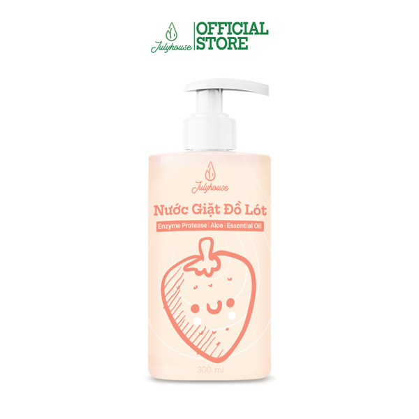 Nước giặt đồ lót Julyhouse 300ml chiết xuất từ Lô Hội và tinh dầu Bạc Hà thơm mát, làm sạch vết bẩn, dịu nhẹ da tay