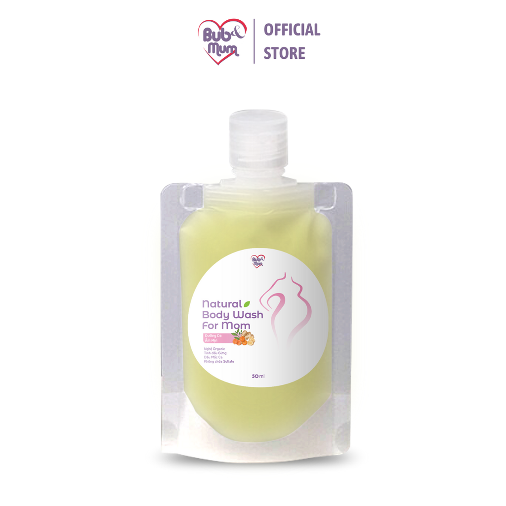 Sữa Tắm Thảo Mộc Gừng Nghệ Organic 50g/500ml BuB&MuM Làm Đều Màu Da, Giữ Ấm Cơ Thể Cho Bà Bầu Và Mẹ Sau Sinh