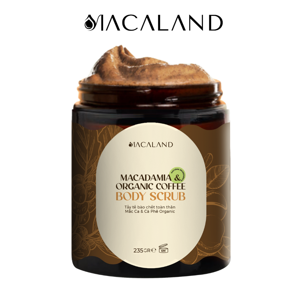 Tẩy Tế Bào Chết Body Cà Phê Organic - Mắc Ca Macaland 35g/235g Dưỡng Ẩm, Chăm Da Sáng Mịn