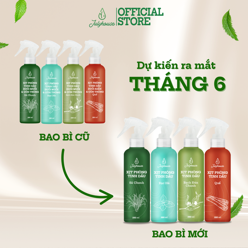 Bình Xịt Phòng Tinh Dầu Bạc Hà JULYHOUSE Mùi Hương The Mát, Khử Mùi Hiệu Quả