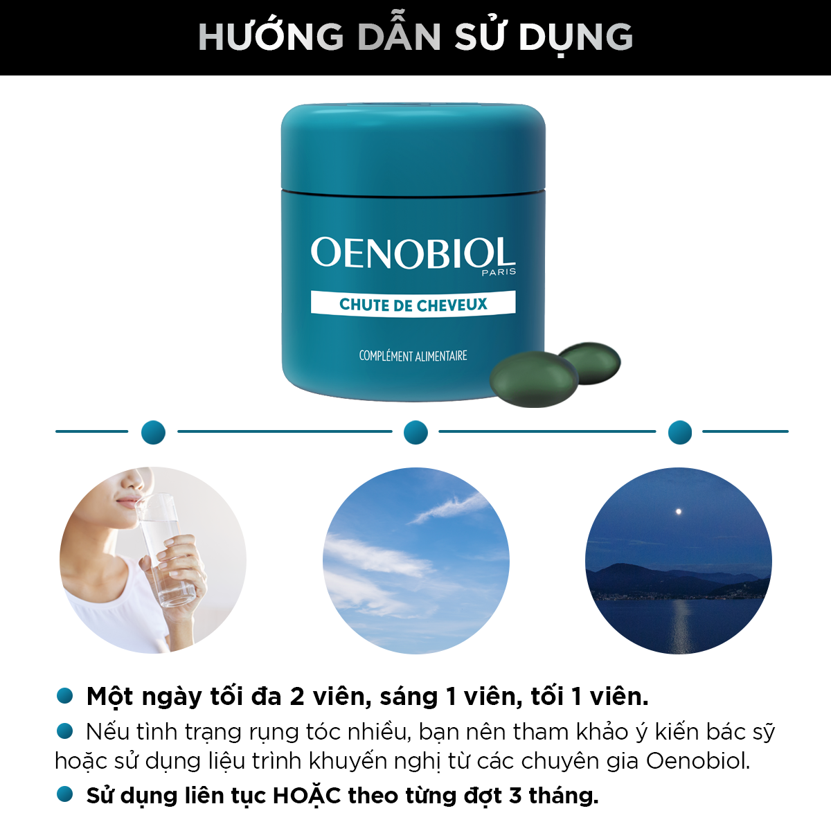 Combo 2 hộp Viên uống kích thích mọc tóc và ngừa rụng tóc Oenobiol Chu LTP