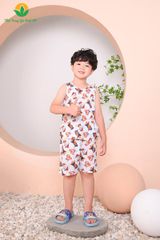 B62.2202. Bộ cotton dệt kim mặc hè Việt Thắng bé trai quần đùi áo sát nách